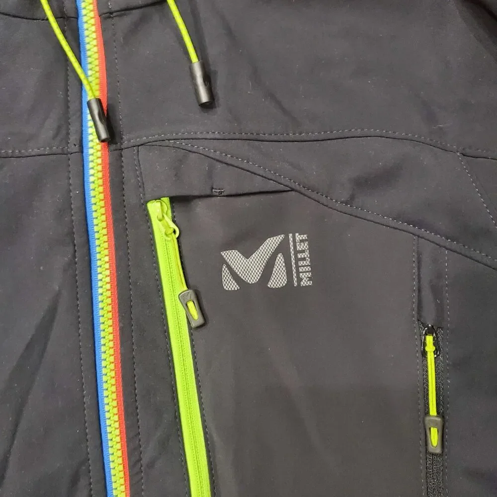 MILLET Jacket Mens Medium Black WINDSTOPPER Full-Zip Pockets Hooded Outdoor